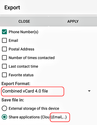 HomePhone - Export to VCF